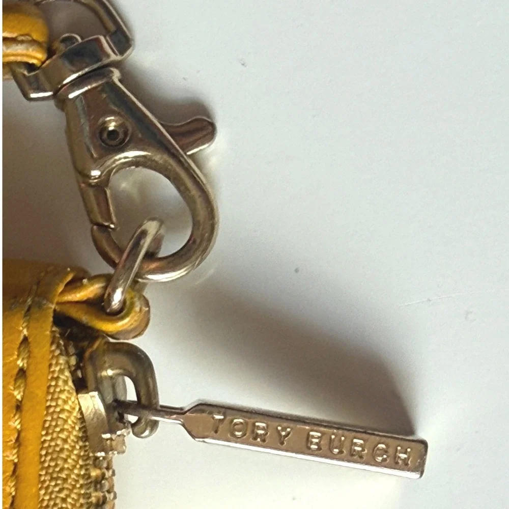 Tory Burch Miller Zip Continental Wallet Yellow Leather Wristlet Preppy Luxury‎